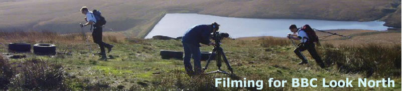 Polarice being filmed by BBC Look North, dragging tyres for training in the Yorkshire Dales